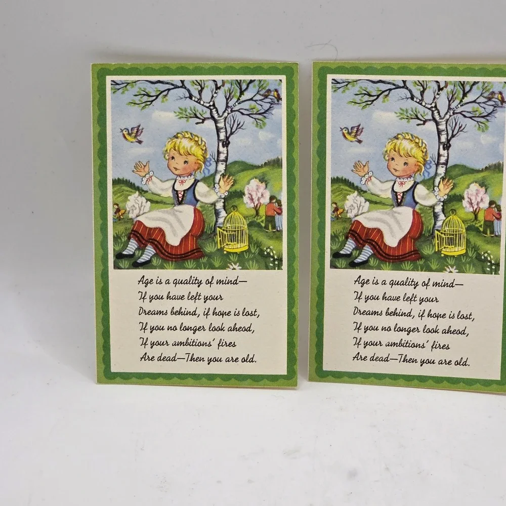 Brownie Greeting Cards 3pc Vintage Multi Inspirational Poetry Folk Art Ephemera